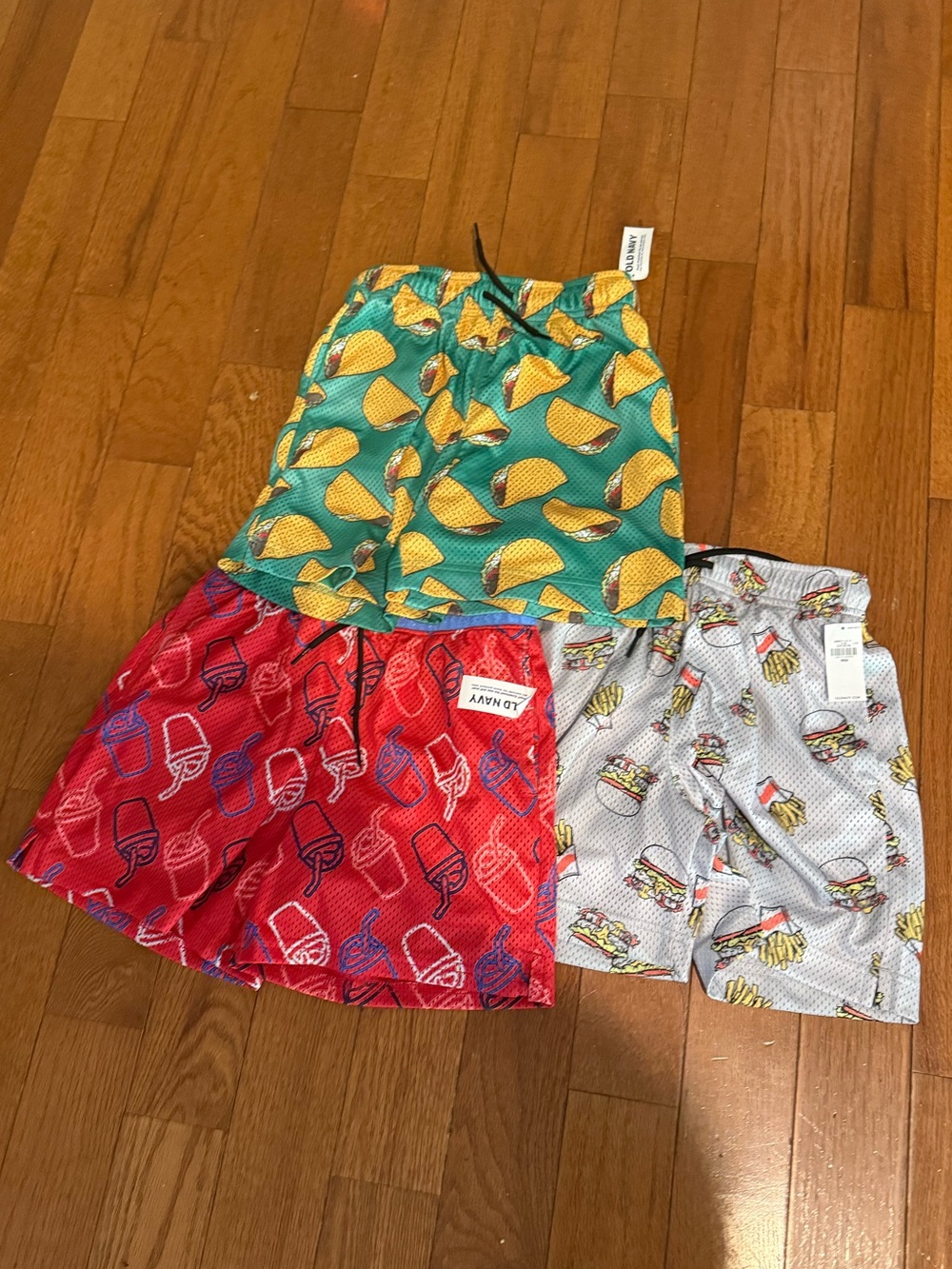3-Pack Old Navy Boys Shorts  - Green Taco, Red Milkshake & White Burger Prints